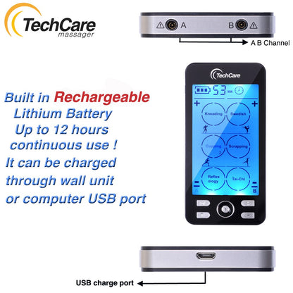 Tens Unit Plus 24 Rechargeable Electronic Pulse Massager Machine Multi Mode Device with All Accessories [New Model]
