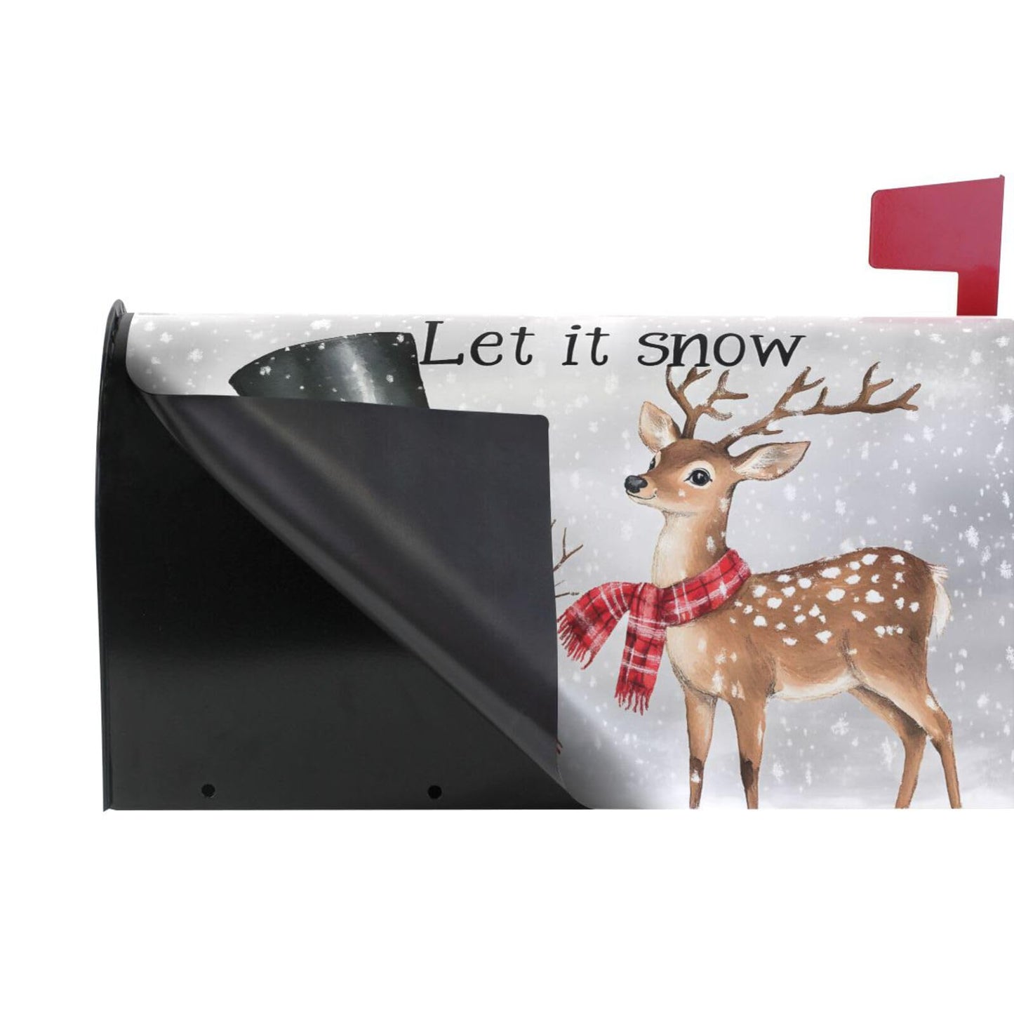 ALAZA Winter Let It Snow Snowman Deer Magnetic Mailbox Cover Christmas MailWraps Garden Yard Home Decor for Outside Oversized-25.5" x20.8"