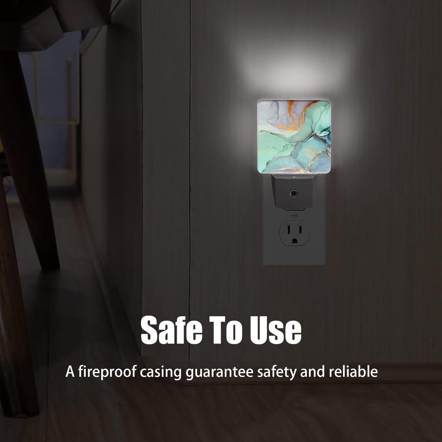 Jopowide Green Marble Dusk to Dawn Night Light, Auto Sensor Lamp Home Indoor Stairway Kitchen Corridor, Night Lights Plug into Wall Decor, Boys Girls Women Men Room Gifts