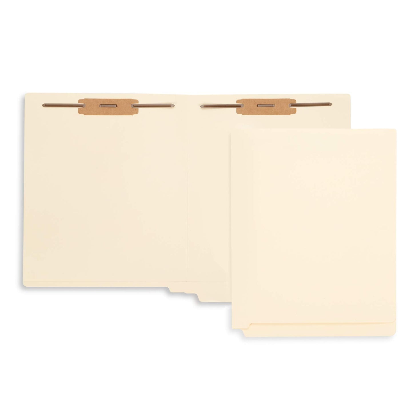 50 End Tab Fastener File Folders - Reinforced Straight Cut Tab 2 Prong Folders- Designed to Organize Standard Medical Files and Office Documents - Letter Size, Manila, 50 Pack