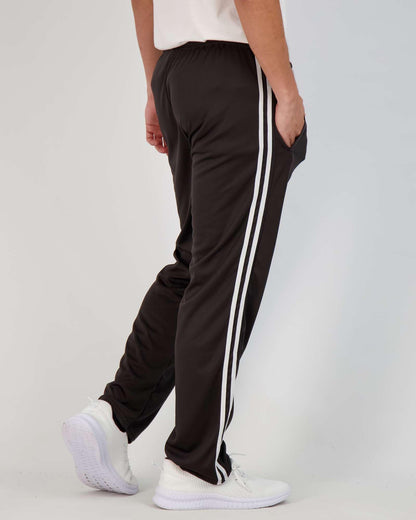 Real Essentials 3 Pack: Men's Mesh Athletic Gym Workout Lounge Open Bottom Sweatpants with Pockets (Available in Big & Tall)- Set 5 L
