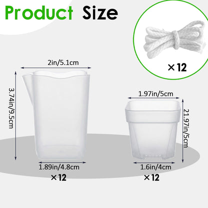 ROJMMFOL 12Pcs Self Watering Pots, 2in Self Watering Pots for Indoor Plants, Mini Clear Plant Pots with Cotton Wick, Double-Layer Design, Perfect for Succulents, Herbs, Green Plants