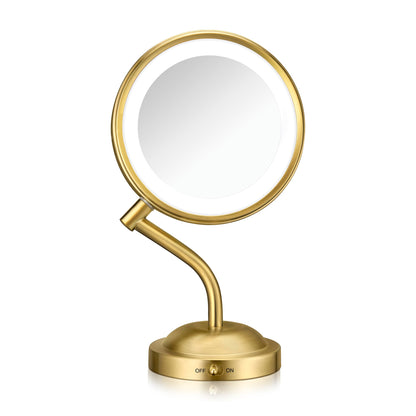 Conair Lighted Makeup Mirror, LED Vanity Mirror, 1X/8X Magnifying Mirror, Battery Operated in Brushed Nickel