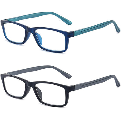 RaoOG Reading Glasses 1.5 Blue Light Blocking for Men Women,Rectangular Frame Computer Readers with Spring Hinge,Anti Eyestrain/UV Ray Flexible Eyeglasses (2-Pack/Case)