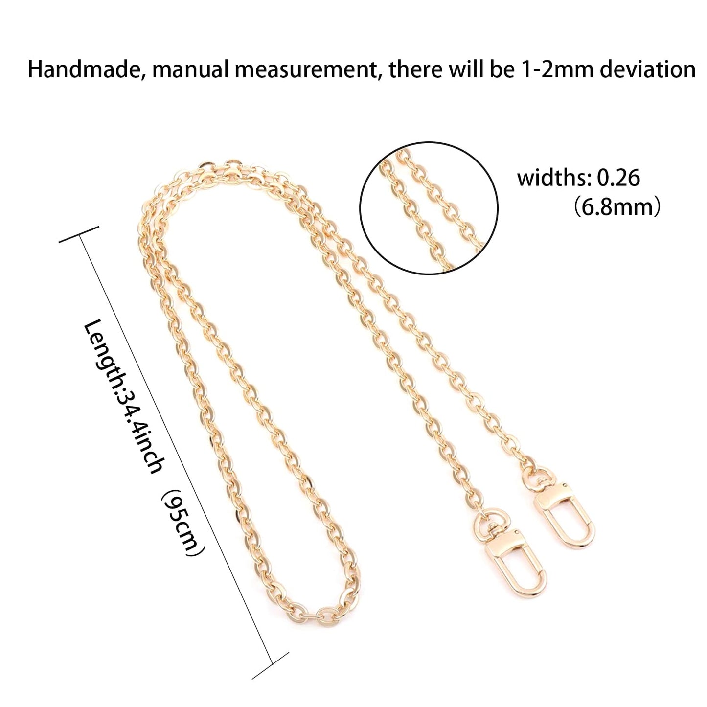 BEUDW Purse Chain Strap Crossbody Gold Chain Shoulder Bag Replacement Strap（Length:34.4inch）