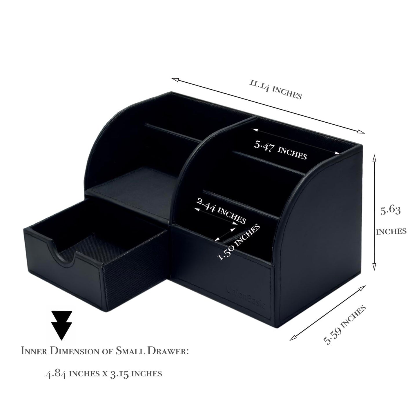 UnionBasic Desk Organizer - Multifunctional Leather Desktop Pen Holder Storage Box - Business Card/Pen/Pencil/Mobile Phone/Stationery Holder, Black