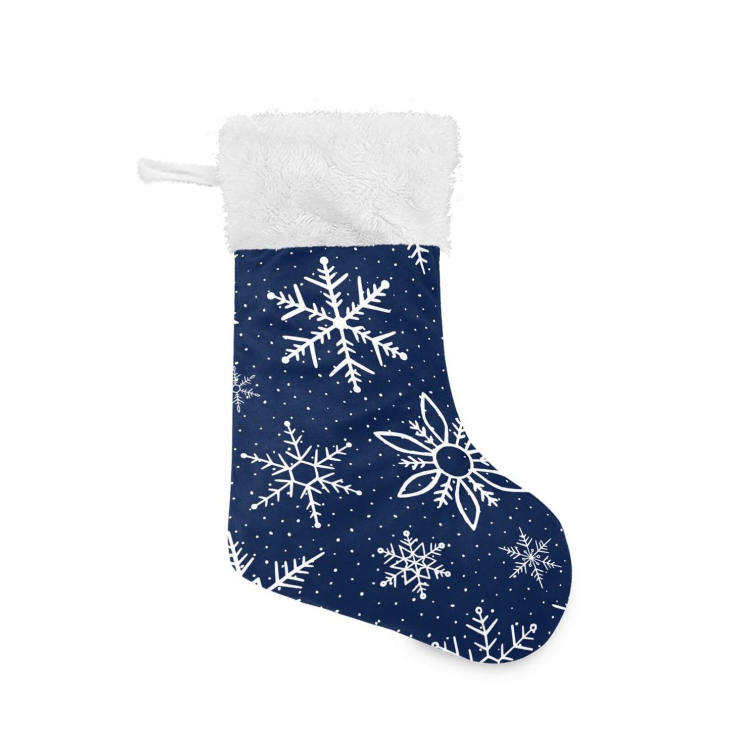 YETTASBIN Blue Snowflake Christmas Stocking 1 Pack, Large Xmas Tree Fireplace Hanging Stockings with Plush Fur Cuff for Family Holiday Party Decor Xmas Gifts, 18 Inch