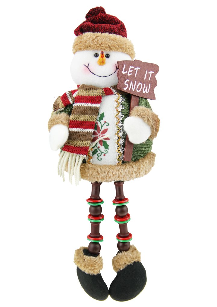 BXT Christmas Holiday Decor Plush Shelf Sitter Sitting Snowman Santa Claus Gift Cute Home Decoration Craft