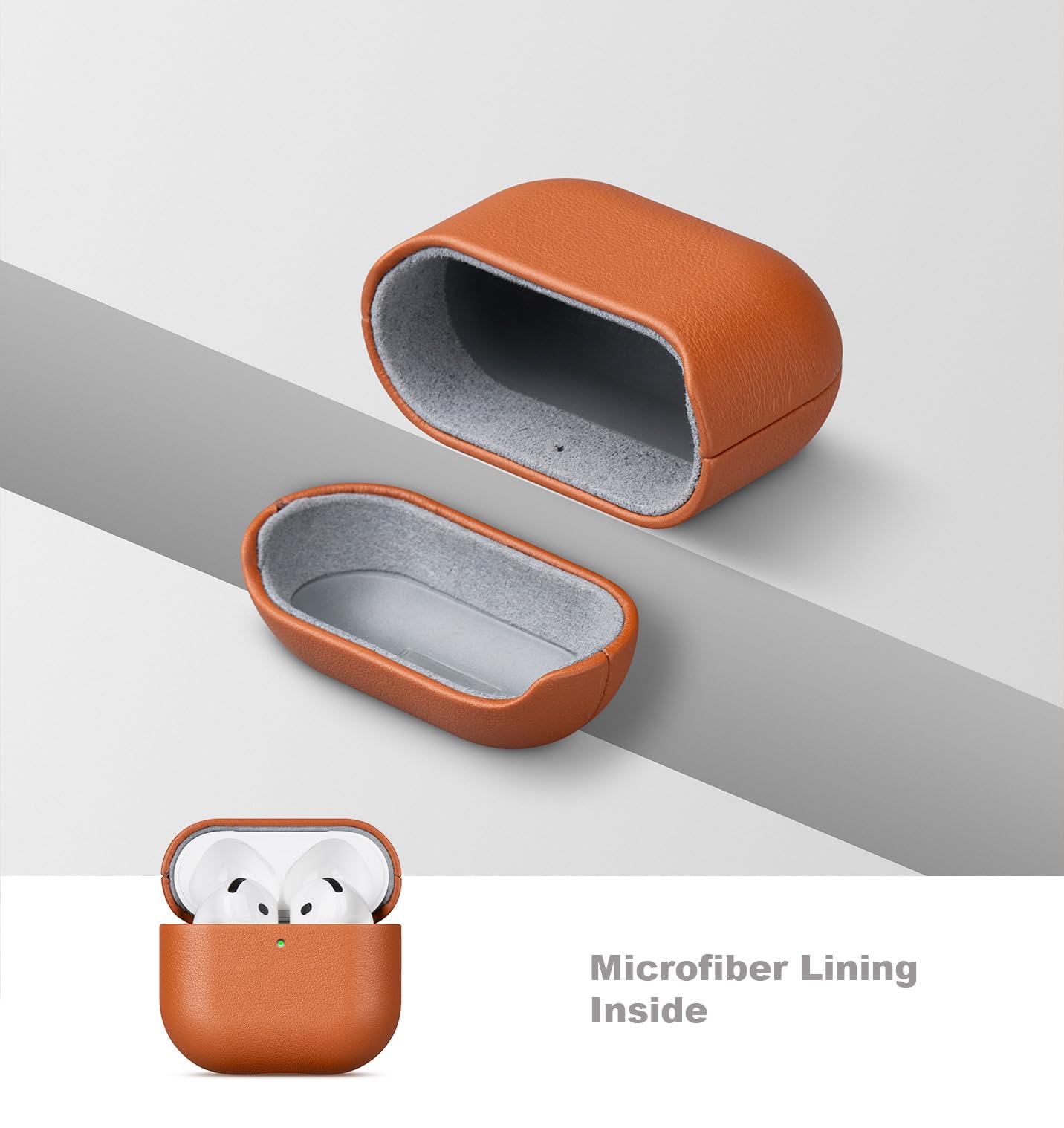 LOPIE Handmade Case for AirPods 4 / AirPods 4 with Active Noise Cancellation Leather Case, Fully-Wrapped with Top Grain Leather, Protective Hard Shell Cover for Gen 4 AirPods - Brown