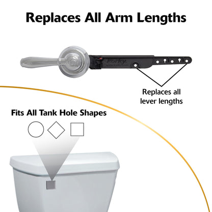 Korky 6051BP Strongarm Tank Lever Universal to Fit Front Angled Side Left and Right Mount Toilets, 1 Piece, Chrome, Faucet Style
