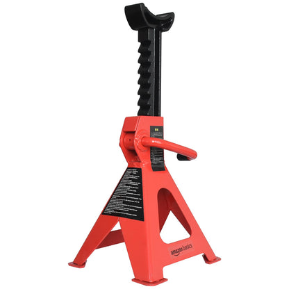 Amazon Basics Steel Jack Auto Stands with 6,000 lb or 3 Ton (2.7 metric Ton) Capacity, 1 Pair, Black and Red
