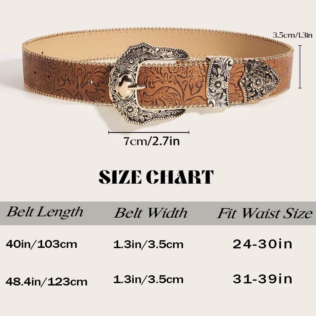 Flimire Western Belt for Women Cowgirl Country Leather Belt (Fit for Waist Size:31''-39'')