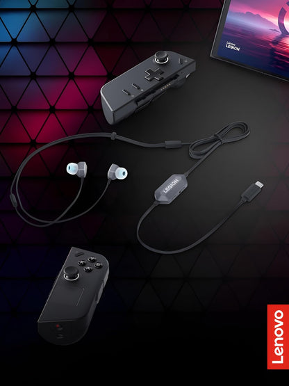 Lenovo Legion RGB Gaming in-Ear Headphones with USB-C E510-7.1 Surround Sound, Hi-Res Audio, in-Line Controller with RGB Lights - Compatible with PC, Tablet, Phone