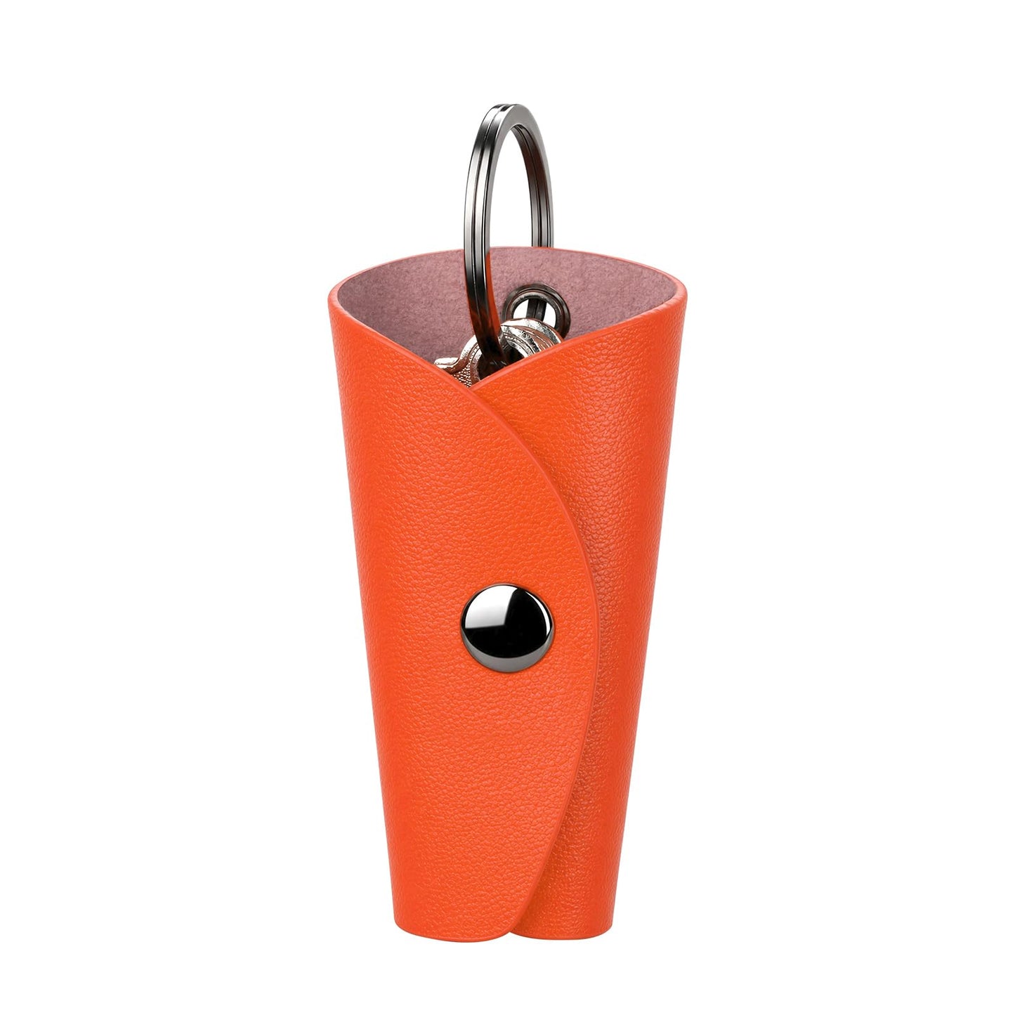 T-carbon Top Grain Leather Key Wrap for House Keys, Compact Key Holder Case Fits 2-5 Keys, Silent Rattle-Free Design,Portable Keychain