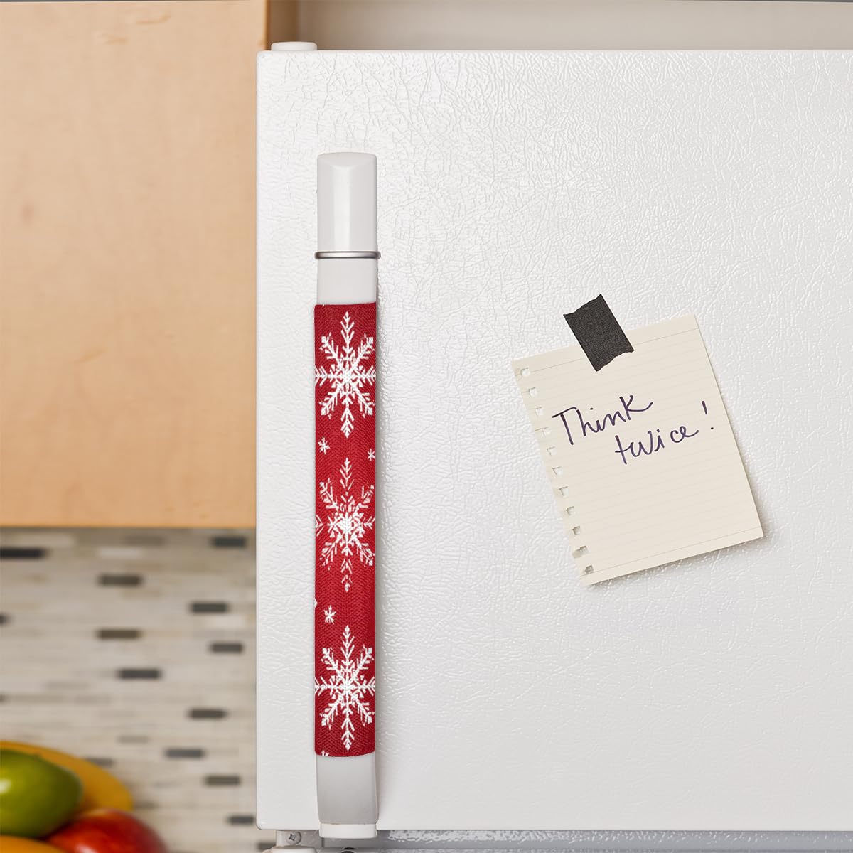 DXTKWL Christmas Snowflakes Pattern Refrigerator Door Handle Covers Set of 2 Kitchen Appliance Handle Covers Protector for Fridge Microwave Stove Oven Dishwasher