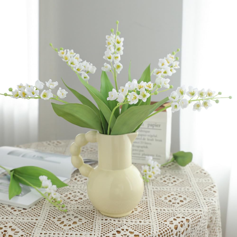 NatureMan 6 Branch Lily of The Valley Artificial Flowers,Simulation Lily of The Valley Silk Flower,Outdoor Bridal Wedding Bouquet for Home Garden Party Wedding Decoration
