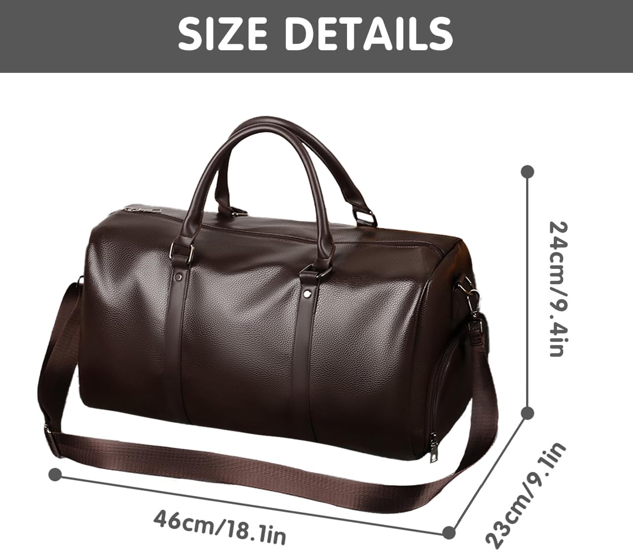 Leather Travel Duffle Bag for Men, Carry On Weekender Overnight Bags for Business Sports Gym (Brown1)