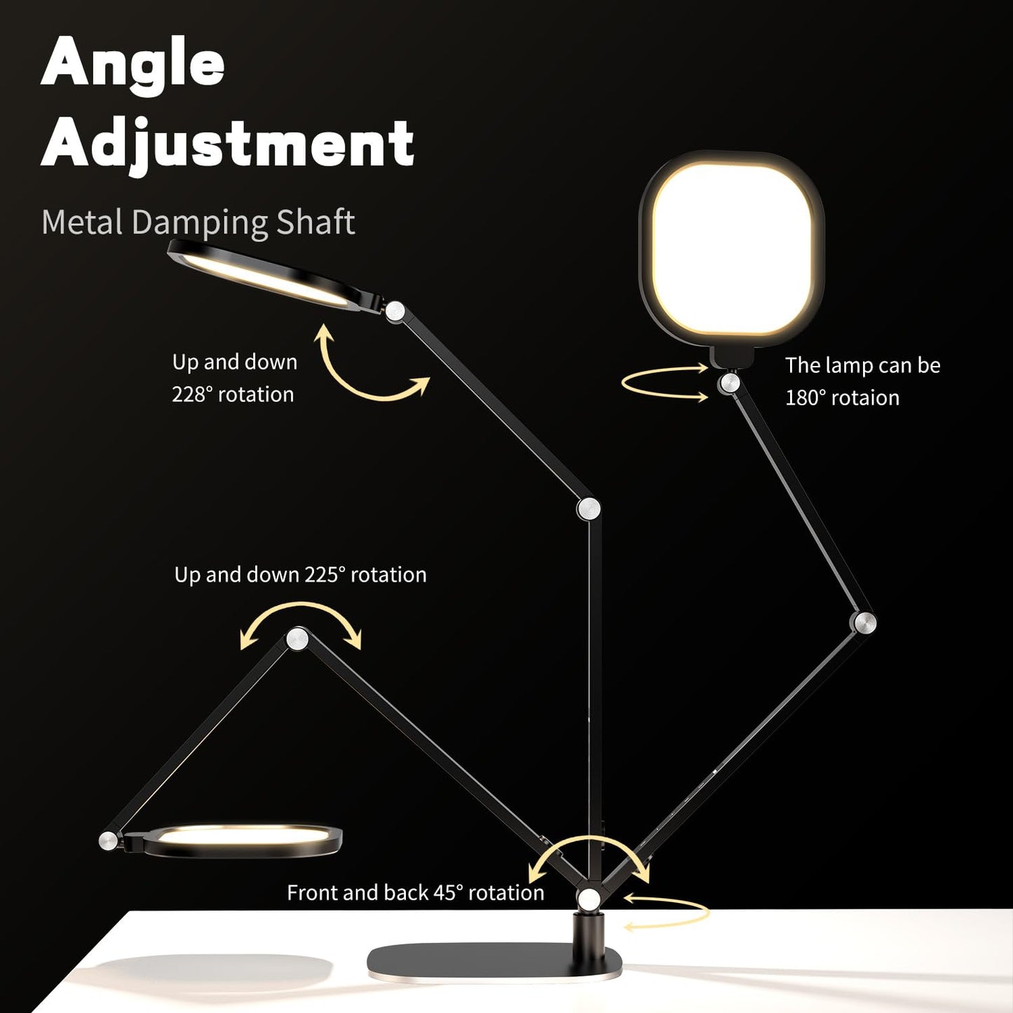 LitONES LED Desk Lamp for Home Office, Professional Eye-Caring Diffused Desk Light, 3 Color 10 Brightness Computer Light, Dimmable Office Lamp with Memory & Timer Func, Metal Swing Arm Table Lamp
