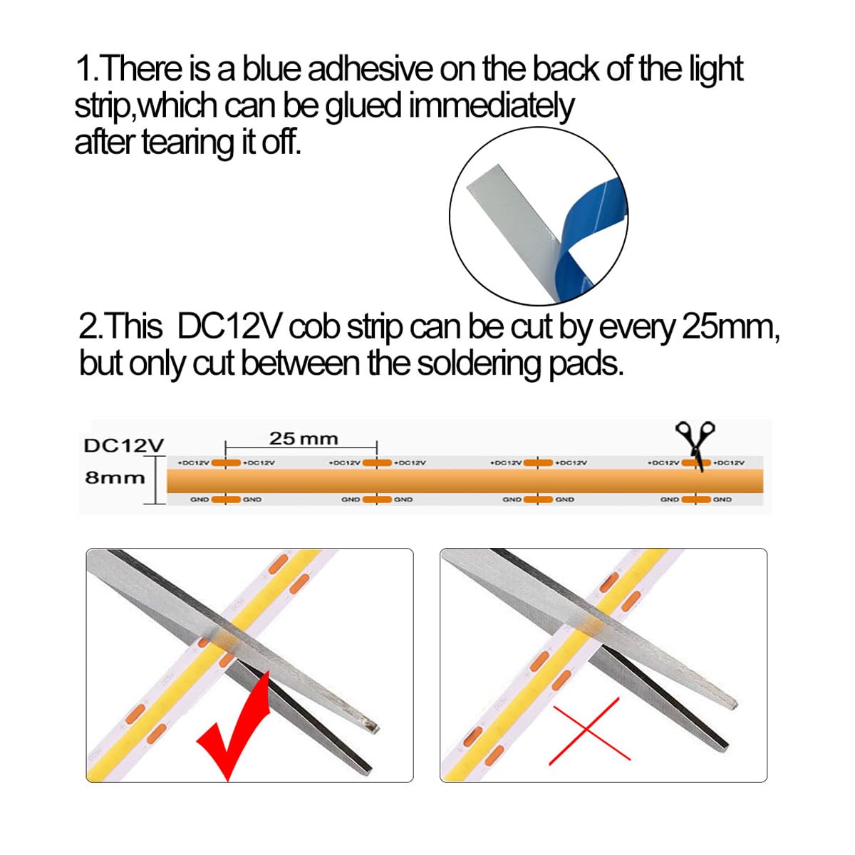 HAMRVL COB LED Strip Lights Green,DC12V 16.4ft/5M 320leds/M CRI90 Flexible LED Tape Lights 8mm, for Indoor Home Cabinet, Bedroom, Kitchen, Stage, Backlight DIY Lighting (Without Power Supply)