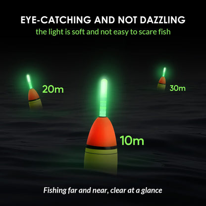 QualyQualy Fishing Glow Sticks, 6 Pcs LED Glow Sticks for Fishing with Batteries, Night Fishing Light Up Fishing Bobbers Floats and Rod Tips