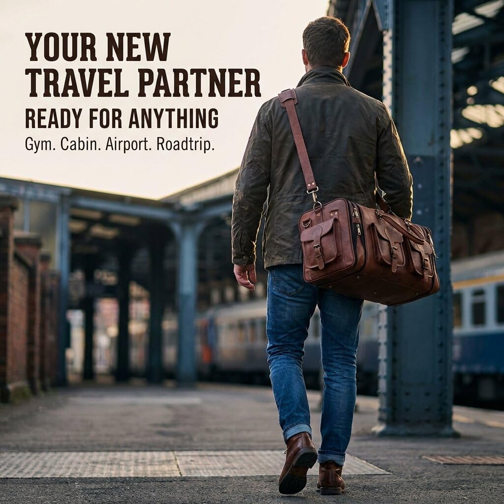 Handmade Vintage Travel Luggage 30 Inch Duffel Gym Sports Bag Weekender Travel Overnight Carry One Duffel Bag For Men (30 inch large)