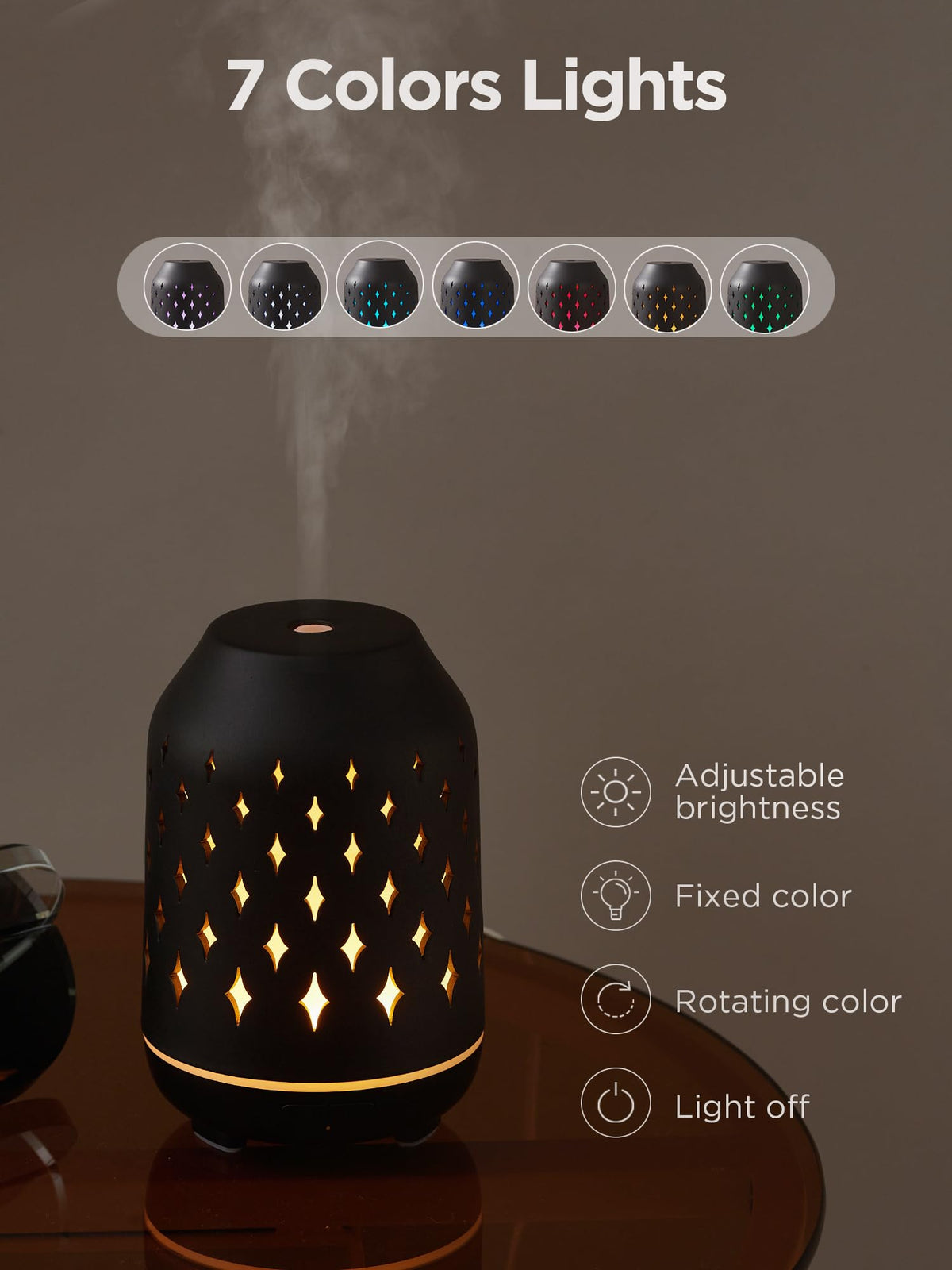 InnoGear Aromatherapy Diffuser, 150ml Ceramic Diffuser Ultrasonic Humidifier Cool Mist Essential Oil Diffusers for Home Air Diffuser with 2 Mist Modes Waterless Auto Off, White