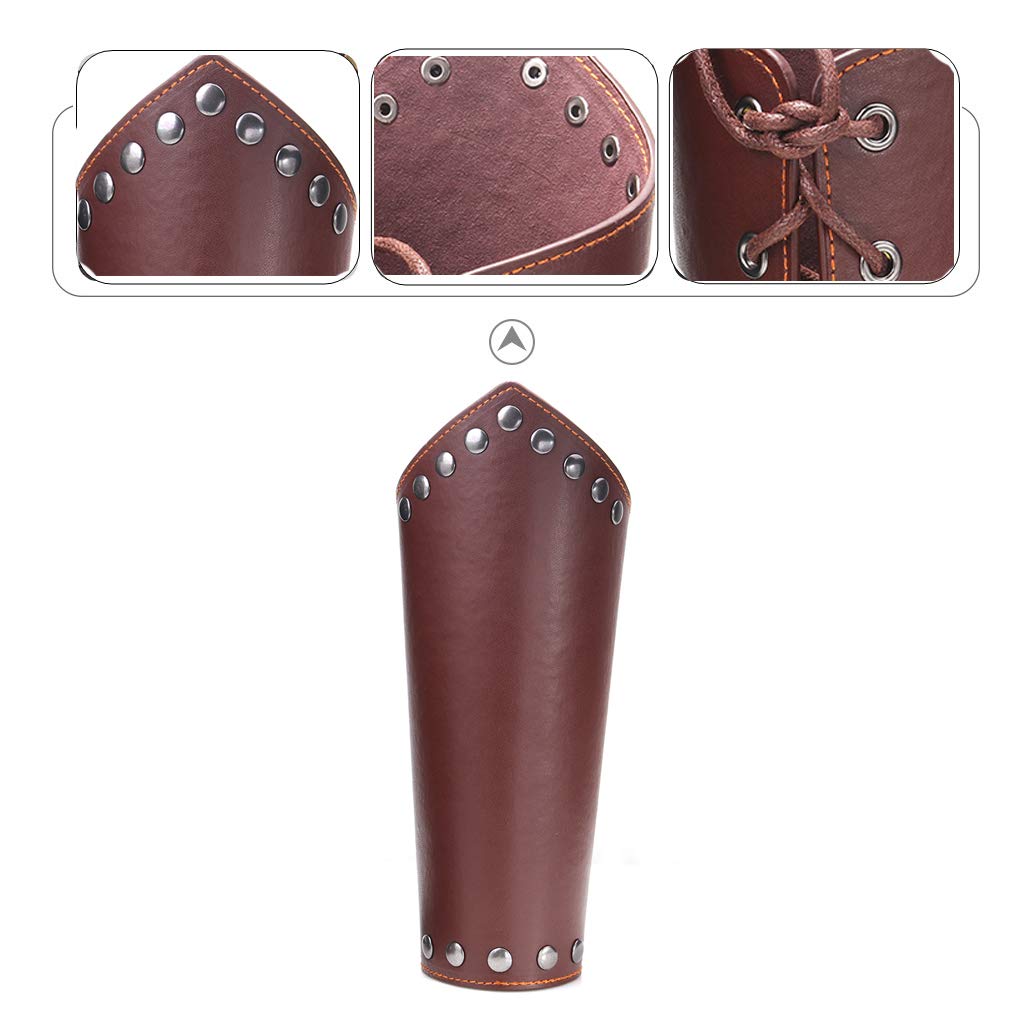 AZORA Leather Arm Guards Archery Gauntlet Wristband Medieval Leather bracers Viking Cosplay Wrist Guard for Men Women (2PCS Pack)