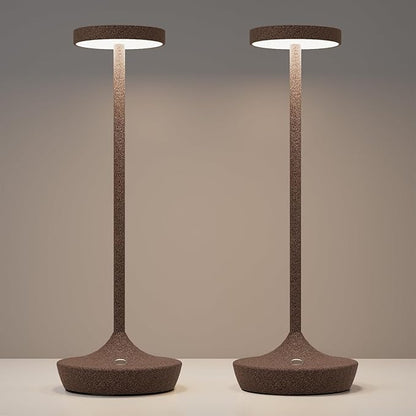 Cordless Table Lamp Rechargeable - 6000mAh LED Battery Operated Table Light - Portable Touch Dimmable Outdoor Waterproof Table Lamps for Patio Restaurant Dining (2 Rust)