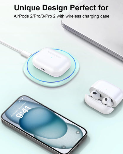 NANAMI Fast Wireless Charger [2 Pack] - Qi Certified Wireless Charging Pad for iPhone 17/17 Pro/17 Pro Max/16/15/14/13/13 Pro/12,10W for Samsung Galaxy S25/S25 Ultra/S24/S24 Ultra/S23/S22, New Airpods