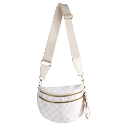 Nylon Crossbody Bags Bum Bag for Women Large Sling Bag Purse with Adjustable Strap（Black）