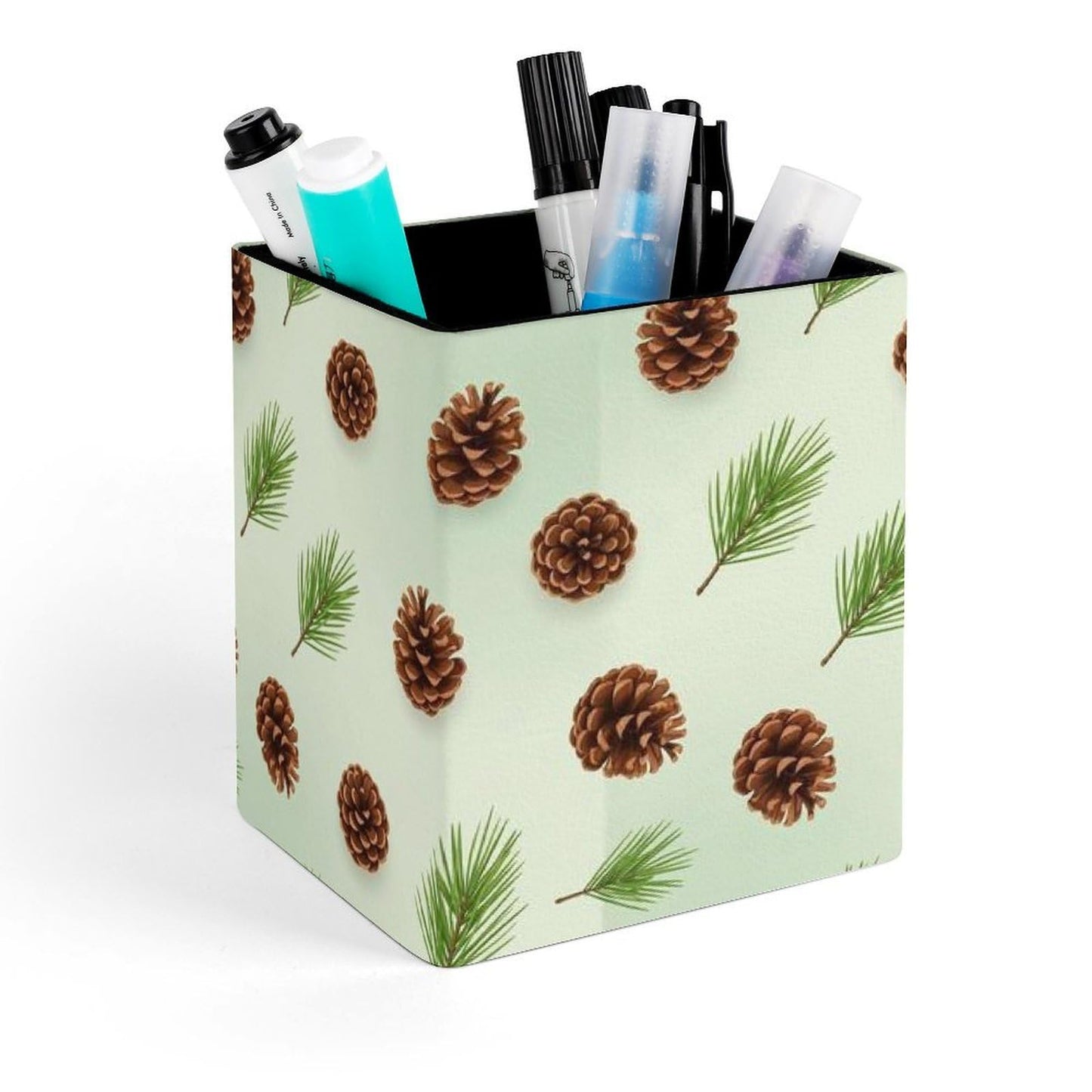 UTRSIFB Holder Cup Makeup Brush Storage Organizer, Waterproof Multifunctional Office Supplies, Pen Holder Square Leather Pencil Cute Pinecone