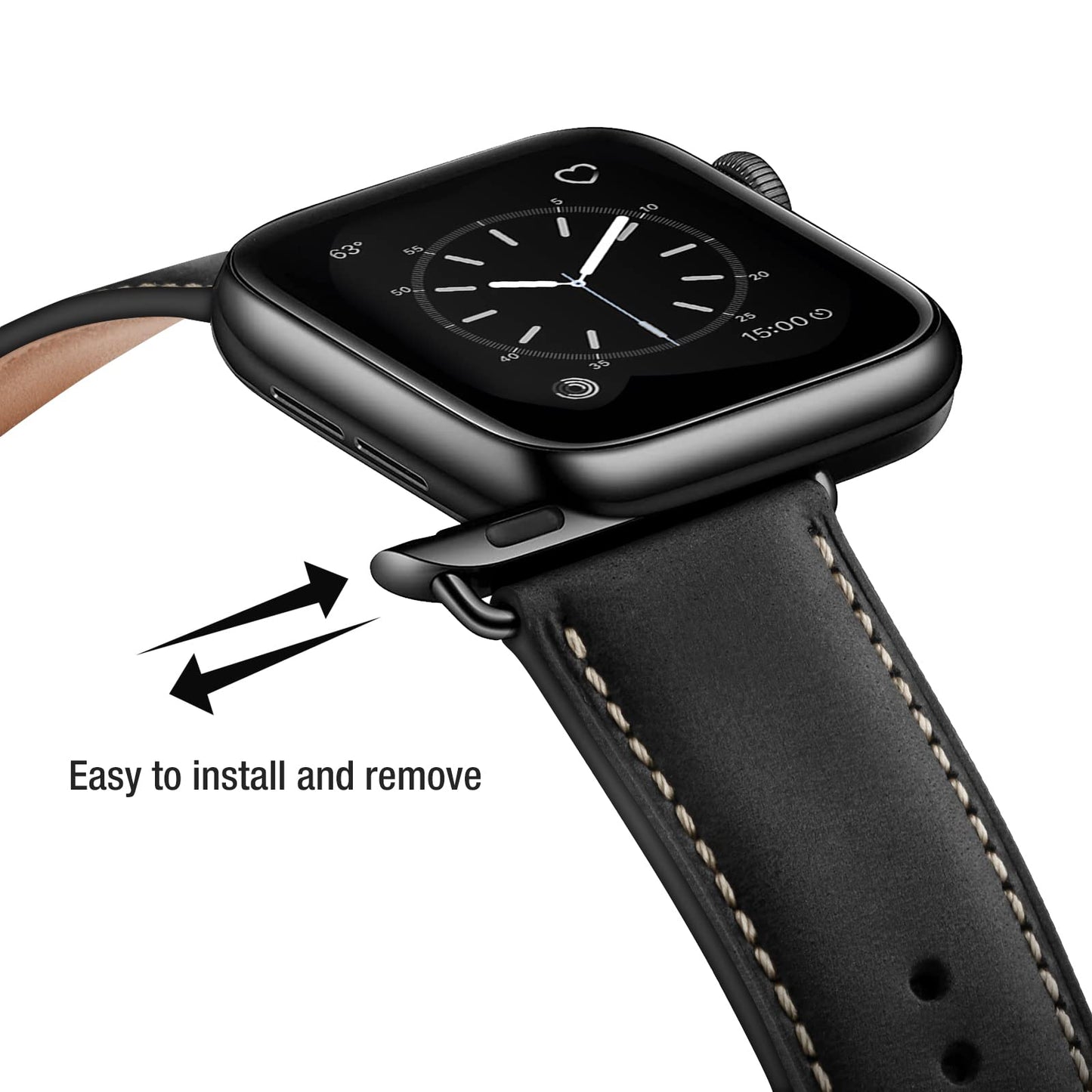 SUNFWR Leather Bands Compatible with Apple Watch Band 42mm(Series 3 2 1) 44mm 45mm 46mm 49mm for Men Women, Top Grain Genuine Leather Replacement Strap for iWatch Ultra 3 2 1, SE3 2 1, Series 11 10 9 8 7 6 5 4 3 2 1