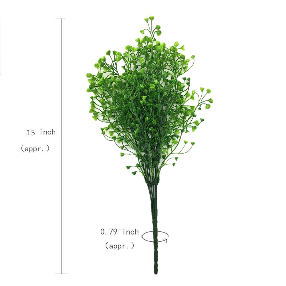 PASYOU Artificial Plants, Fake Bell Grass Flowers Plastic Greenery Lifelike Patio Yard Corridor Indoor Outdoor Home Garden Balcony Party Pot Planter Filler Table Arrangement Decoration Green 8 pcs