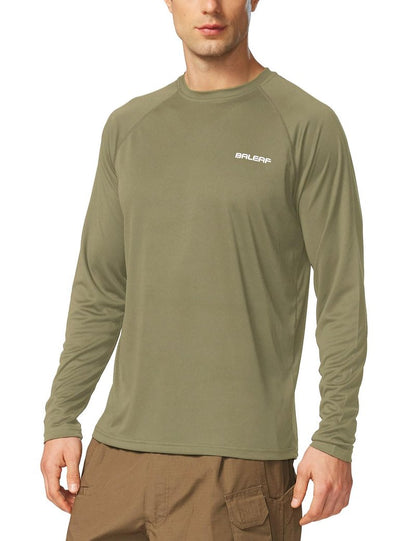 baleaf Mens UPF 50+ Sun Protection Shirts Long Sleeve Rash Guard, Quick Dry 4-Way Stretch for Fishing Swimming Surfing 01-Slate Green 2XL