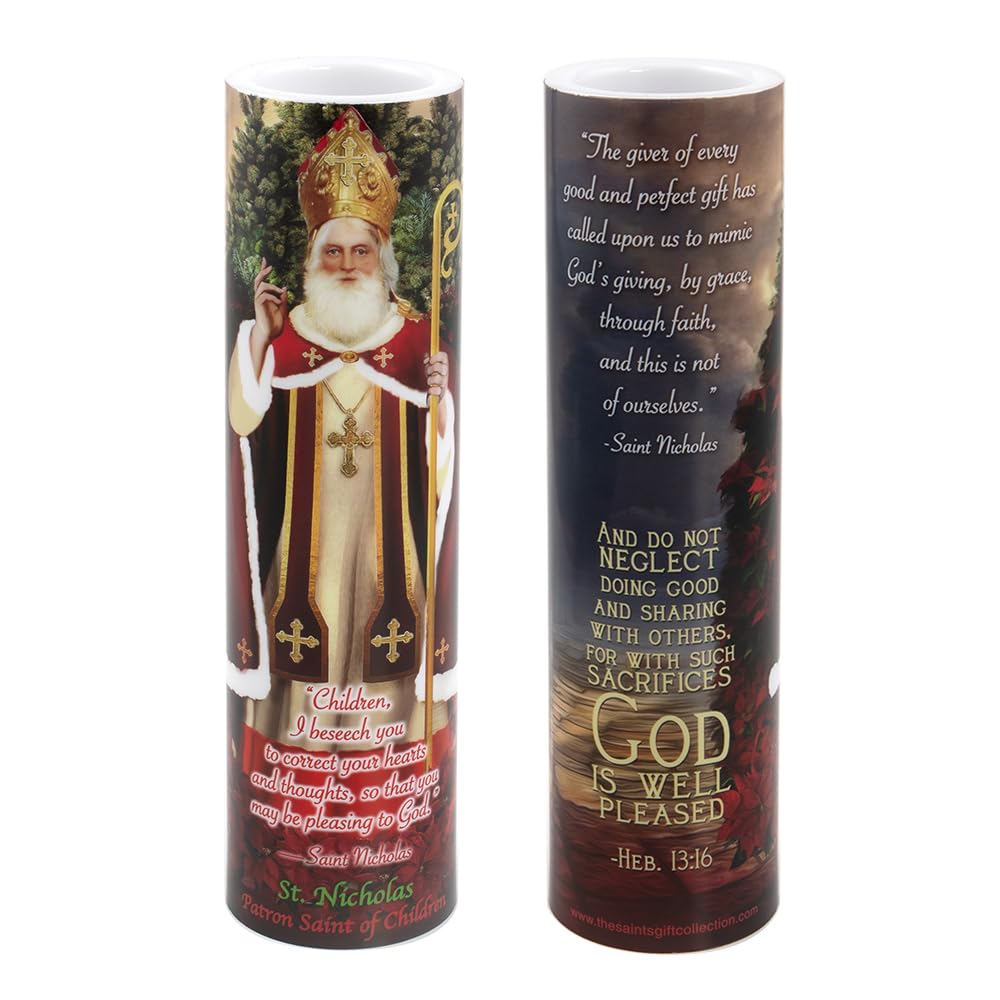 St Nicholas, LED Flameless Devotional Prayer Candle, THE SAINTS COLLECTION