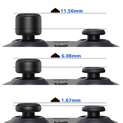 PlayVital Black Ergonomic Thumbstick Grips for PS5, PS4, for Nintendo Switch Pro, Xbox Series X/S, Xbox One, Xbox One X/S Controller - with 3 Height Convex and Concave - Raised Dots & Studded Design