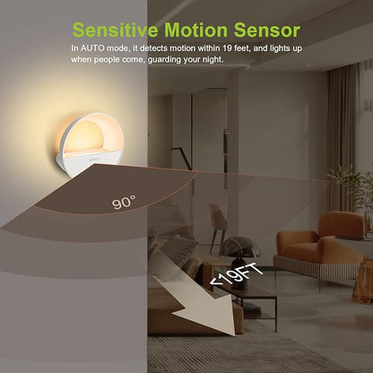 Rechargeable Battery Night Light, Motion Sensor Night Light, LED Warm White Magnetic Stick-on Motion Sensored Hallway Light, with Dusk to Dawn Sensor for Stairs, Wall, Closet, Cabinet (6 Pack)
