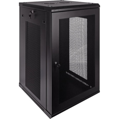 NavePoint 18U Server Rack Enclosure - 23.6” Deep, Wall Mount Network Cabinet with Locking Perforated Door, 19” IT Equipment Compatible, Network Rack, Removable Side Panels, Black