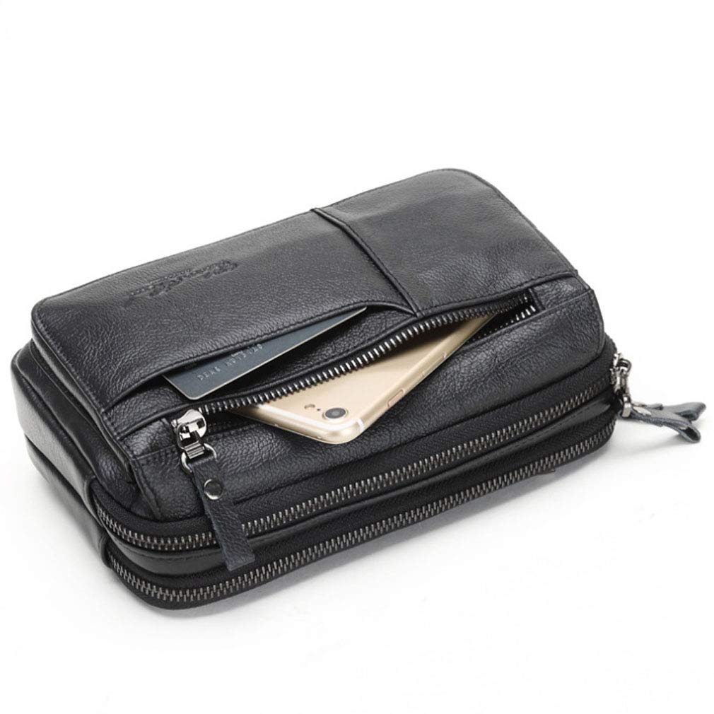 KPYWZER Leather Clutch Purse Wallet Men Wristlet Organizer Holder Wrist Bag Pack Business Handbag Black