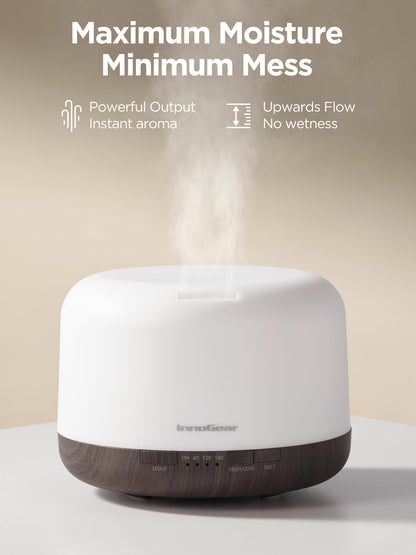 InnoGear Aromatherapy Diffuser & 10 Essential Oils Set, 500ml Essential Oil Diffuser with Remote Control Ultrasonic Cool Mist Scent Humidifier Vaporizer Auto-Off Timer for Room Office Home, Yellow