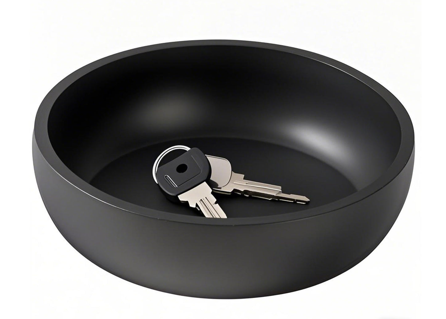 Aotea Crafts - 7.9" Concrete Large Key Bowl for Entryway Table Decor - Modern Industrial & Minimalist Decorative Key Holder Bowl for Keys- Charcoal Black- Smooth Texture - Sealed & Durable