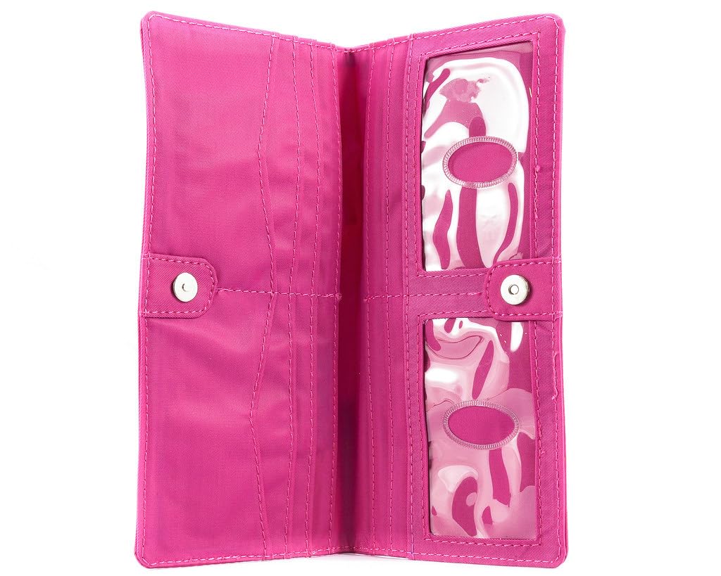 Big Skinny Women's Leather Executive Bi-Fold Checkbook Wallet, Holds Up to 40 Cards,Lightweight, Fuchsia