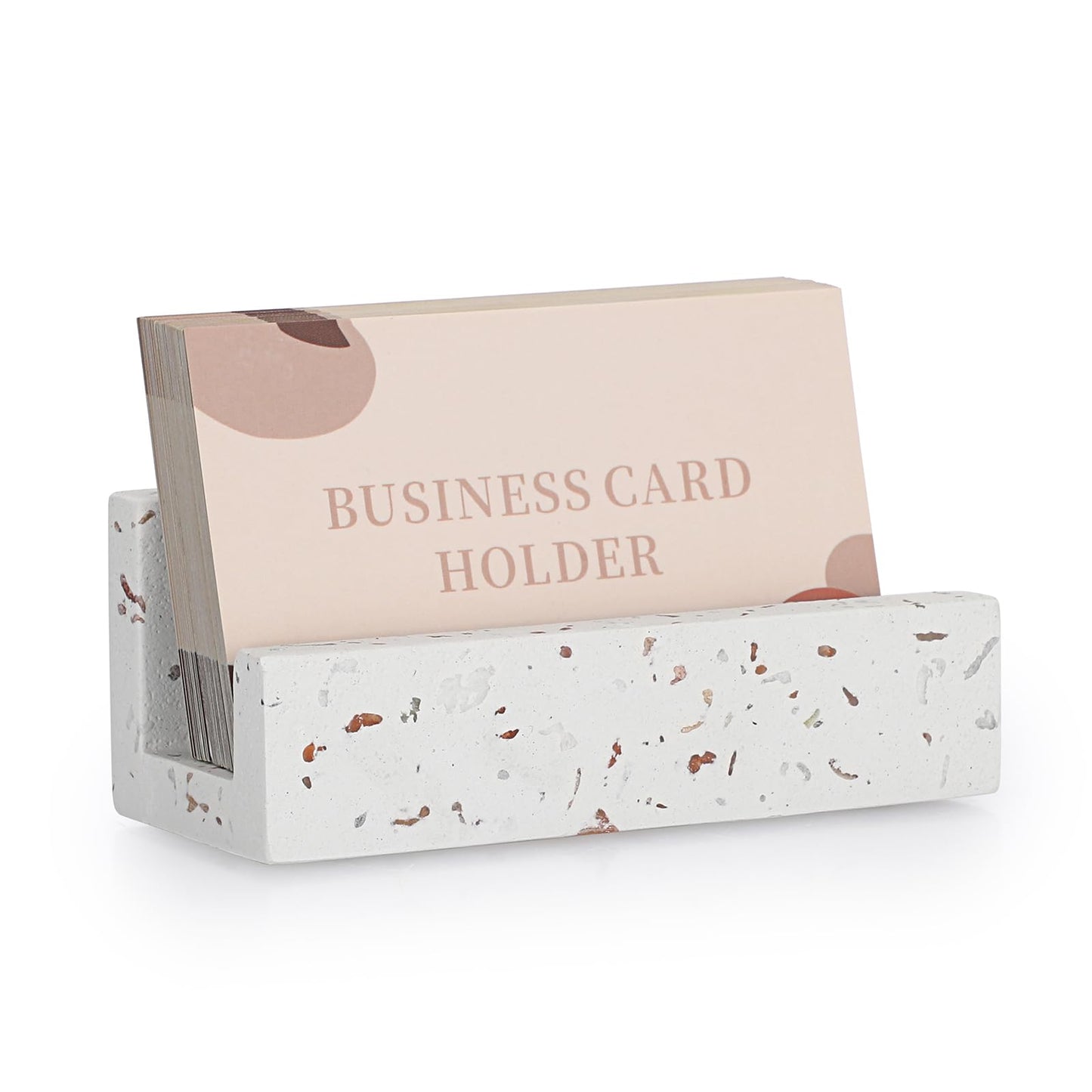 Hipiwe Business Card Holder for Desk Terrazzo Business Card Display Stand Desktop Cards Display Stand for Women Men Concrete Business Card Stand Organizer for Office