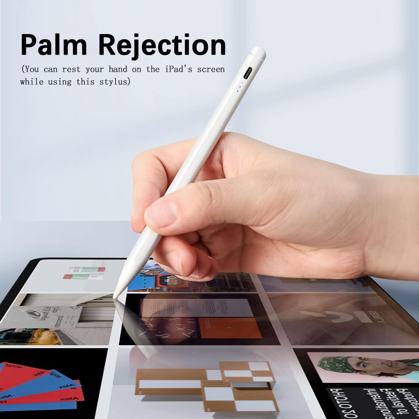 【2Pack】Stylus Pen for Apple iPad 2018-2026 A16 11/10/9/8/7/6,iPad Mini A17 Pro/6/5,iPad Air M4/M3/M2 11"/13"/5/4,iPad Pro M5/M4 13"/12.9"/11" USB-C Fast Charging Pencil,Pixel-Perfect Tilt Sensitivity