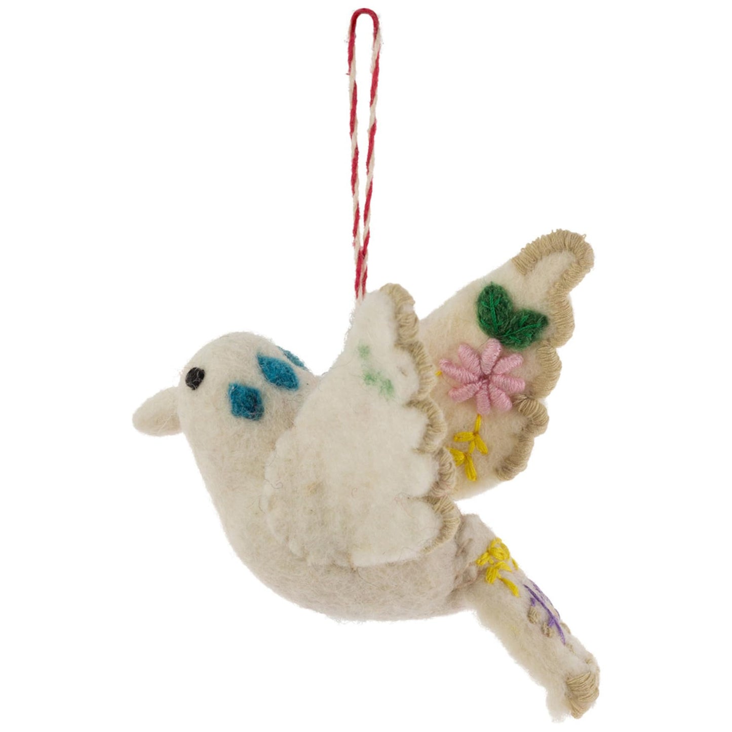 Boston International Felt Christmas Tree Ornament Winter Holiday Hanging Ornaments Decorations for Home, 4", Peace Dove
