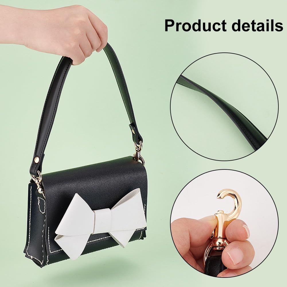 PH PandaHall Black PU Leather Purse Strap, 20 Inch Bag Handle 1 inch Wide Handbag Strap Bag Strap with Golden Buckles for Handbag Tote Briefcase Wallet DIY Handbags Making Underarm Bags