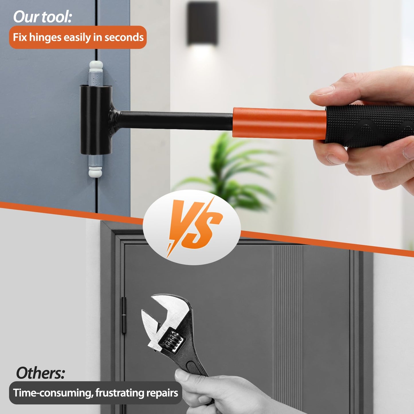 Door Hinge Adjustment Tool Kit, 4 in 1 Hinge Gap Adjusting Wrench Set for Residential and Commercial Use, Door Gap Adjustment Tool, Heavy Duty Door Hinges Repair Wrench with Rubber Grip