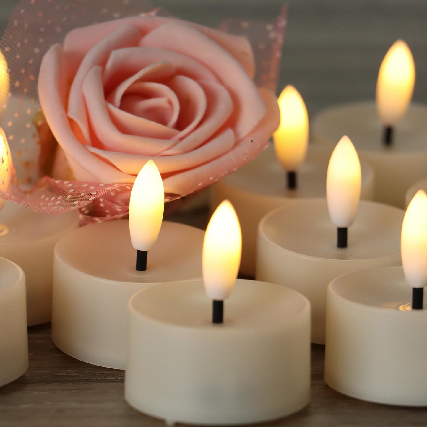 Flameless LED Tealight Candles, Battery Operated Fake LED Lights Electric Flickering Tea Lights for Wedding Party Halloween Christmas Party Theme Party, Holiday Decor Home Decorations, Set of 50