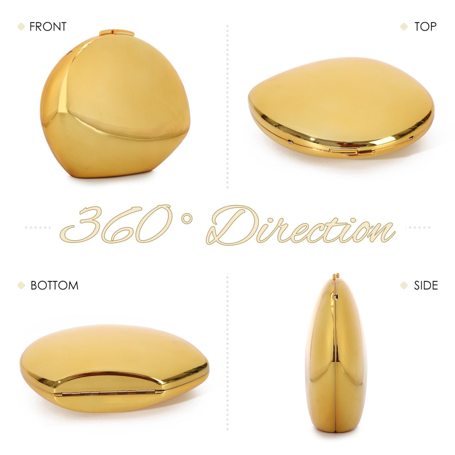LUI SUI Women Gold Acrylic Clutch Purse Evening Bag, Pebble Glossy Metallic Shoulder Handbag, Shell Clutch for Wedding Party