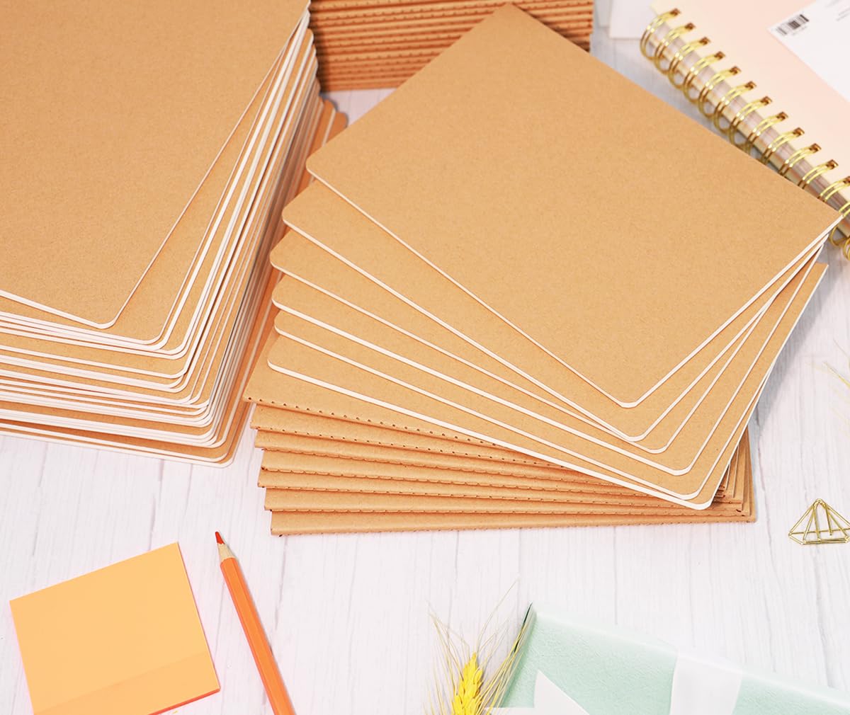 FAWTEEM 24 Pack A5 Blank Notebook Bulk Kraft Cover Blank Sketch Book Pad Travel Journals Composition Diary Subject Notebooks Planner 60 Pages, 8.3”x 5.5”